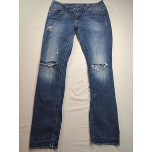 Miss Me Jeans Womens 30 Blue Denim‎ Pants Mid Rise Ankle Skinny Distressed 30X28